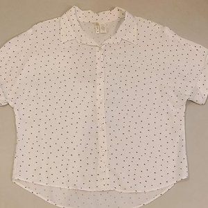White & Black Short Sleeved Japna Blouse